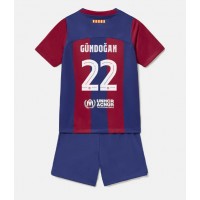 Dres Barcelona Ilkay Gundogan #22 Domáci pre deti 2023-24 Krátky Rukáv (+ trenírky)